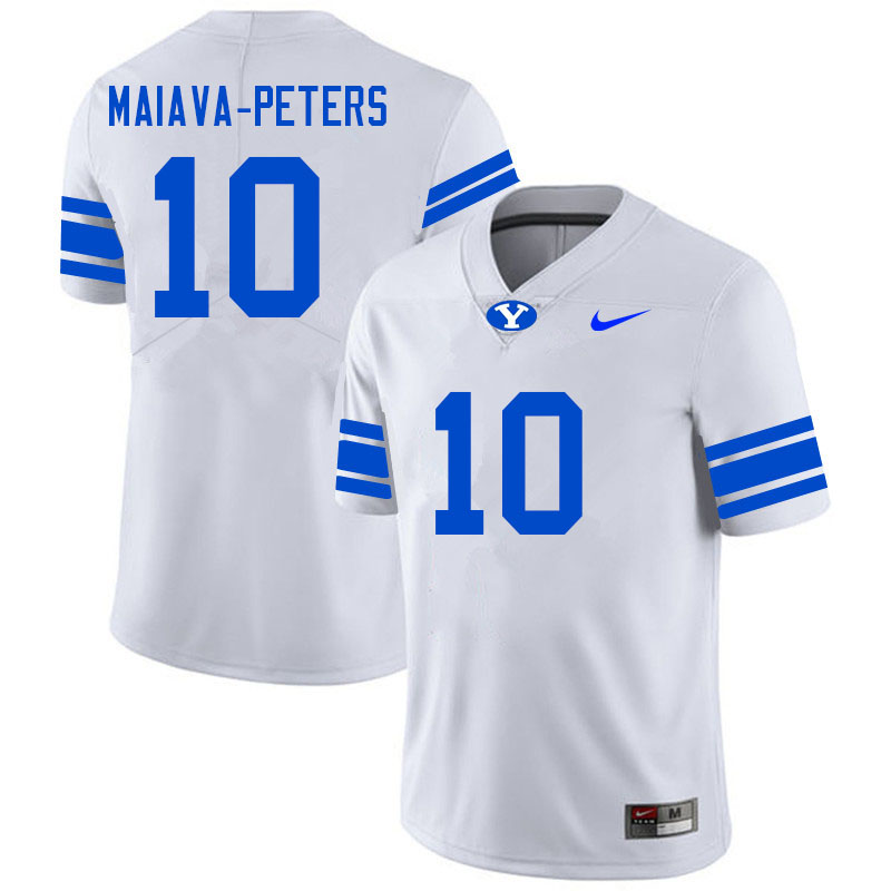 Men #10 Sol-Jay Maiava-Peters BYU Cougars College Football Jerseys Sale-White - Click Image to Close